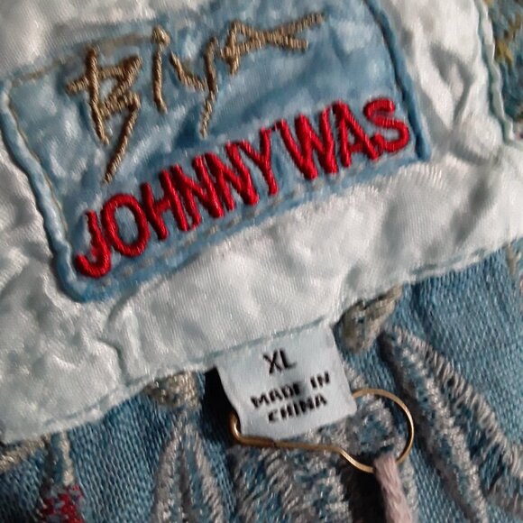 New Johnny Was lovely light blue embroidered Linen Tunic size XL - Picture 2 of 14